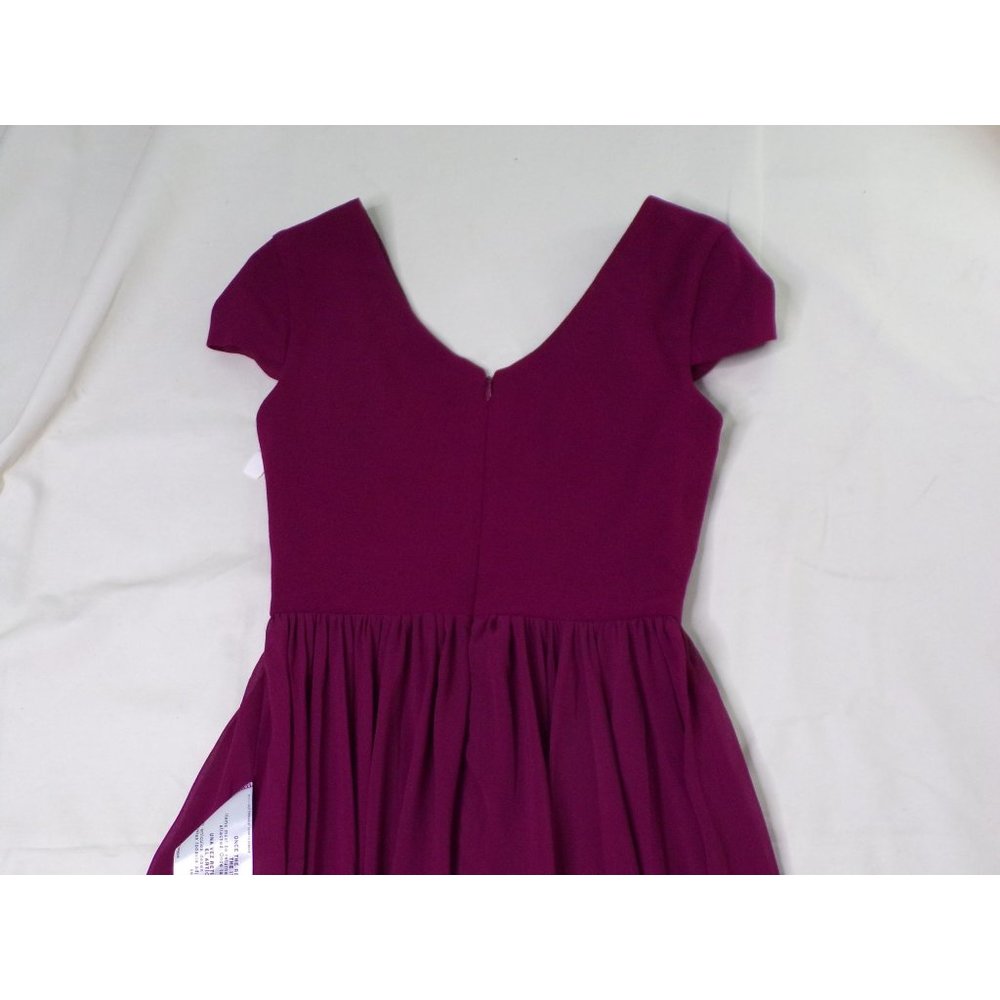 SOLD DRESS THE POPULATION Corey Flare Chiffon Dress Magenta Large (8-10) - Picture 12 of 12